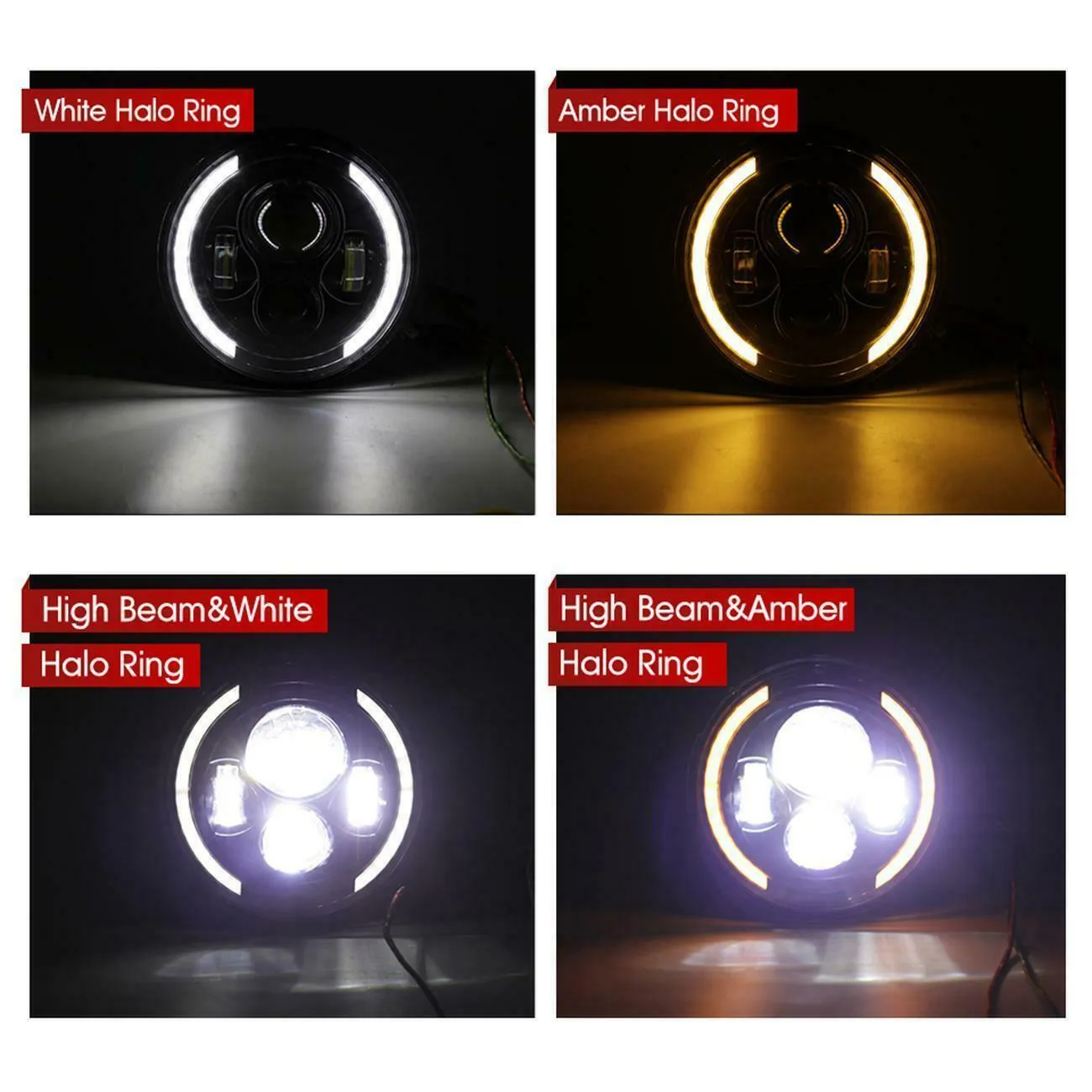 1 Pair 7 Inch Round Shaped LED Front Headlight Daytime Running