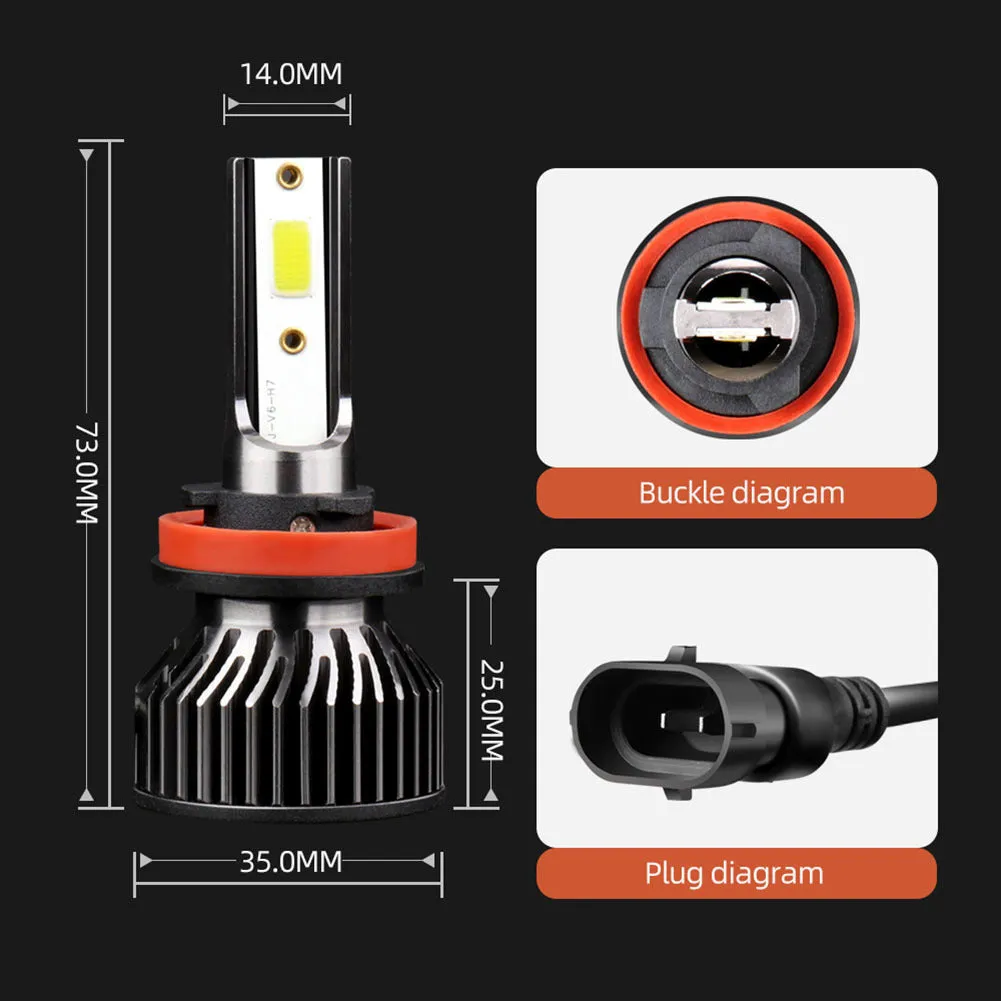1 Pair Aluminum Alloy Car  Led  Headlight F2 White Light