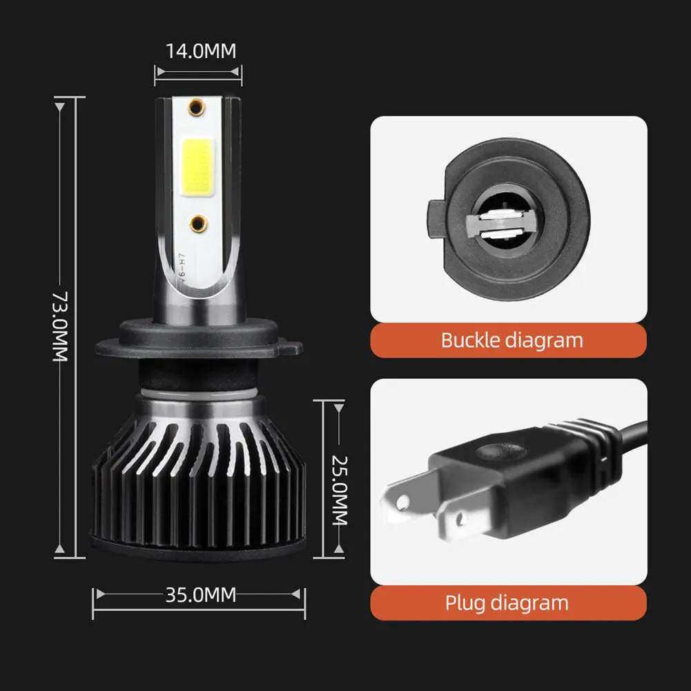 1 Pair Aluminum Alloy Car  Led  Headlight F2 White Light