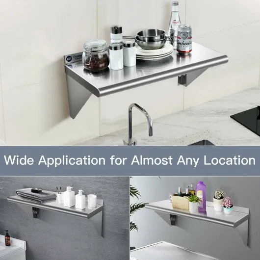 12" ×24" Stainless Steel NSF Commercial Wall Mount Shelf - Kitchen & Restaurant