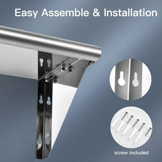 12" ×24" Stainless Steel NSF Commercial Wall Mount Shelf - Kitchen & Restaurant