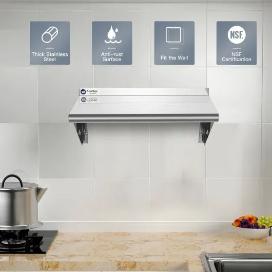 12" ×24" Stainless Steel NSF Commercial Wall Mount Shelf - Kitchen & Restaurant
