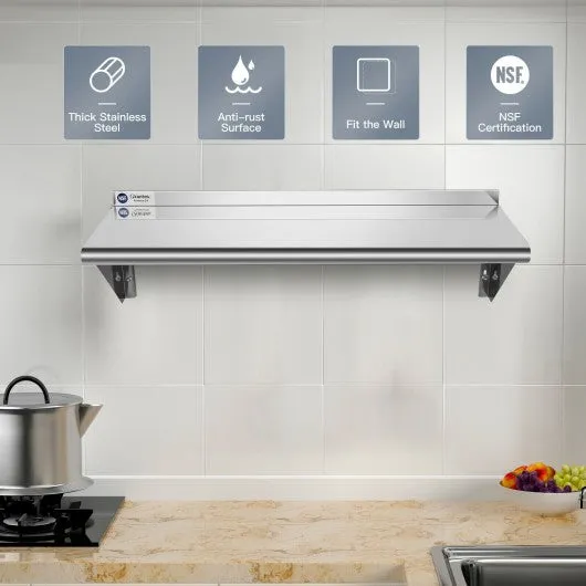 12" � 36" Stainless Steel NSF Commercial Wall Mount Shelf - Kitchen & Restaurant