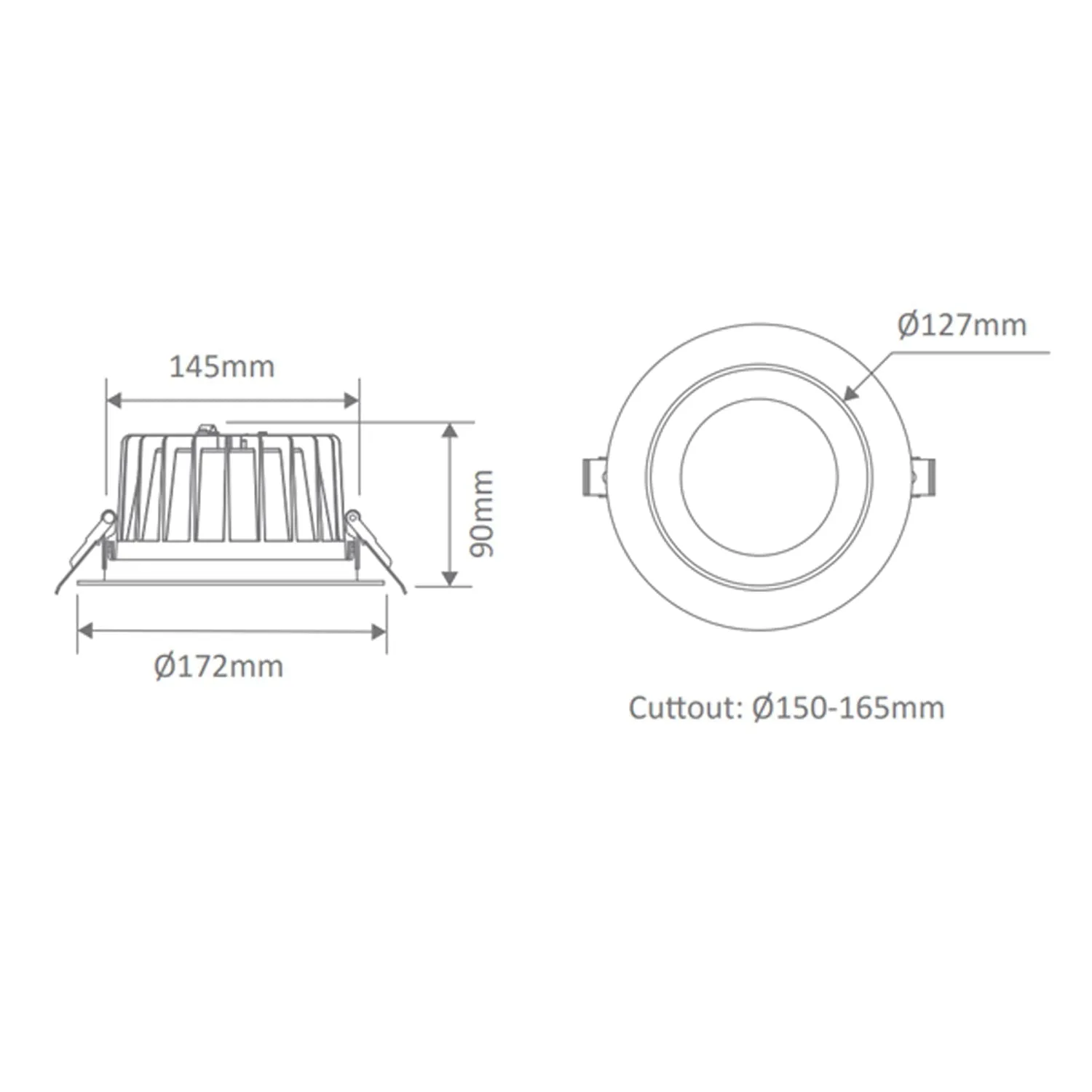 150-165mm Expo LED Downlight 25w Black, White CCT CRI 90  2160X, 2071X Domus Lighting