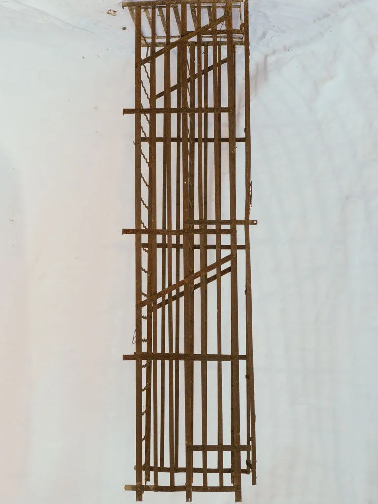 160-bottle tall antique French iron wall-mount wine rack cage 85½"