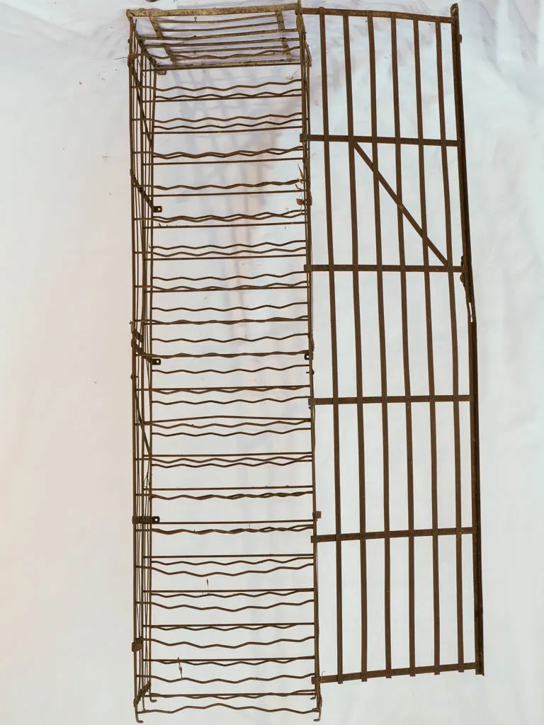 160-bottle tall antique French iron wall-mount wine rack cage 85½"