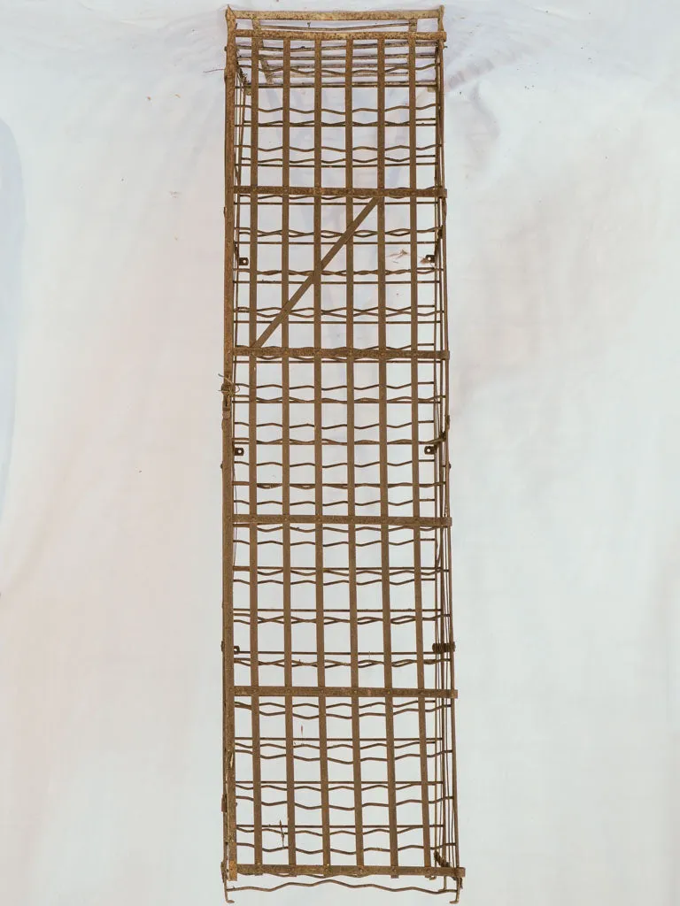 160-bottle tall antique French iron wall-mount wine rack cage 85½"