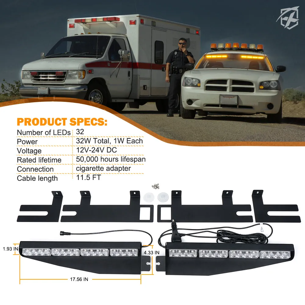 20" Dual LED Visor Windshield Strobe Lights | Elite Series