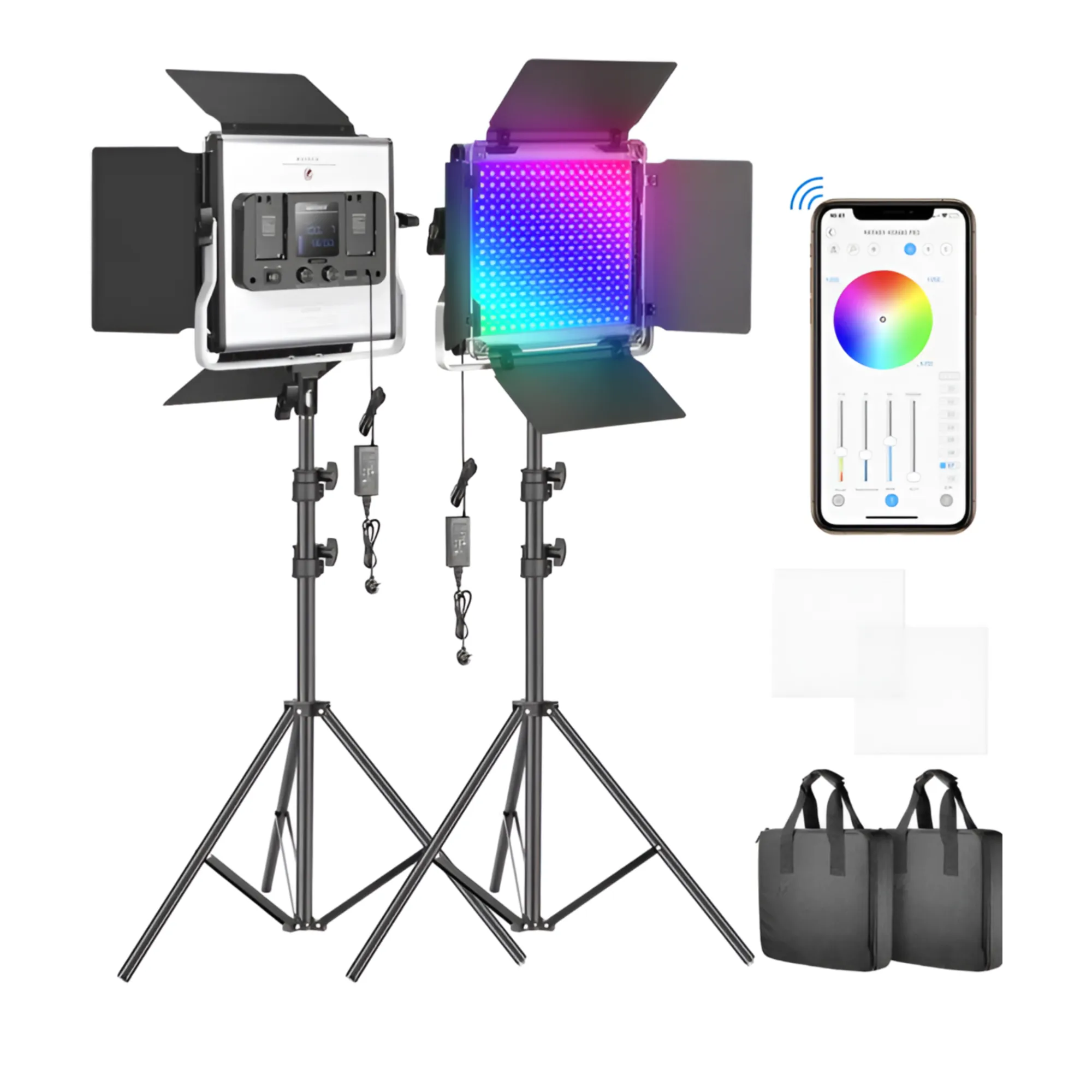2200mAh Multicolor Studio LED Light with Remote Control and Battery Charger