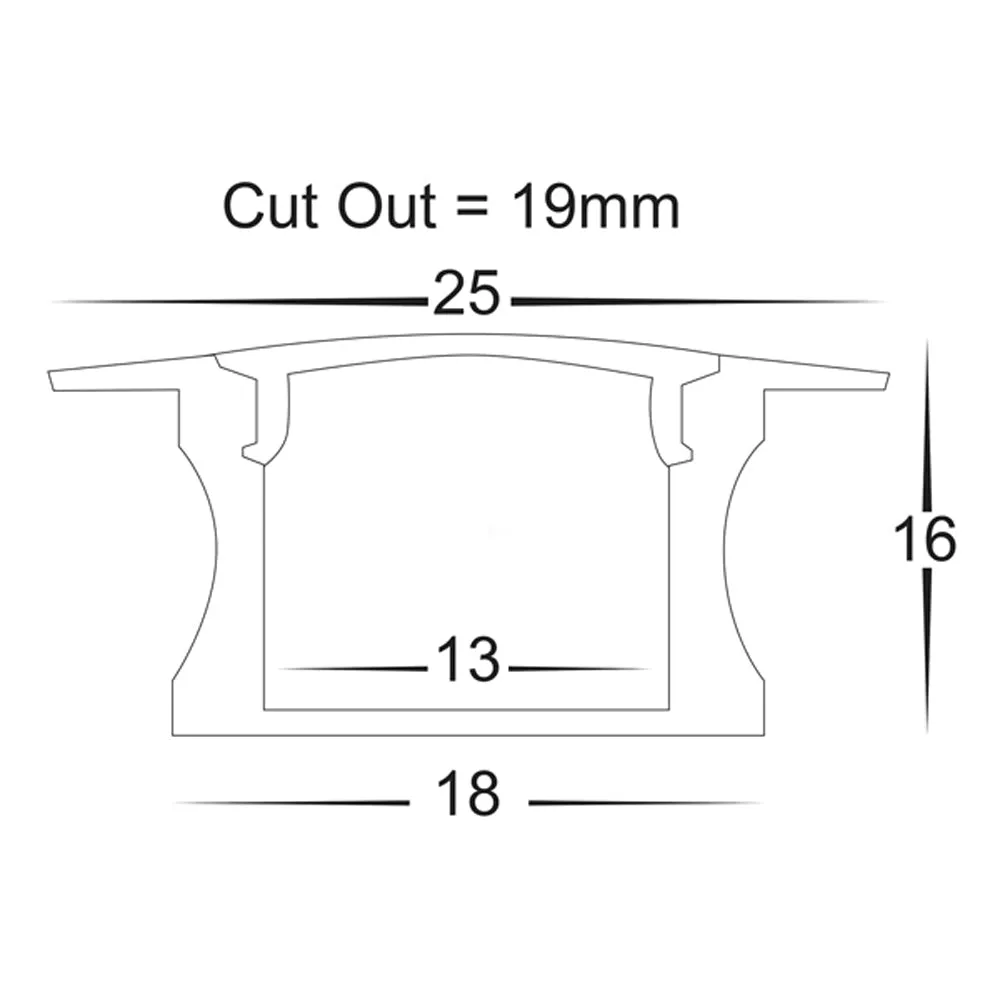 25mm x 16mm Black Deep Square Winged Aluminium LED Profile Havit Lighting - HV9695-2515-BLK
