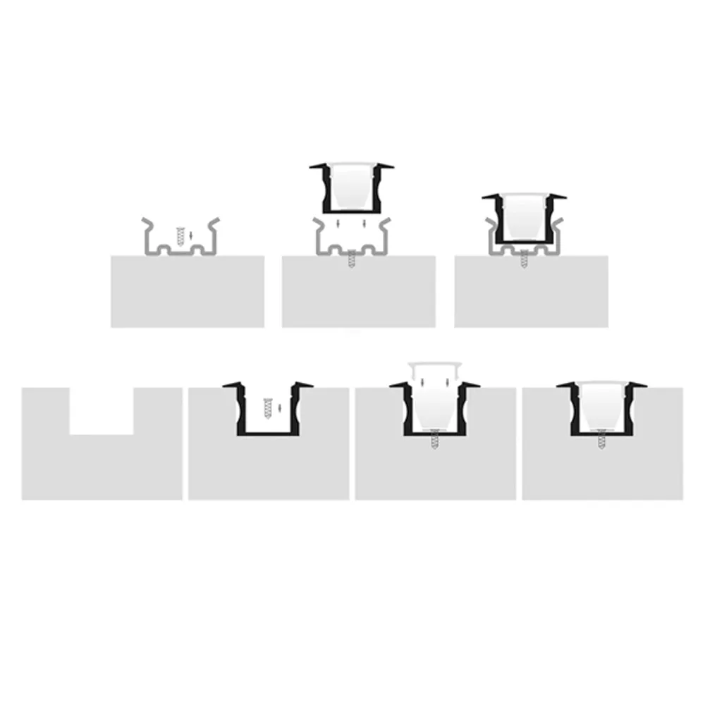 25mm x 16mm Black Deep Square Winged Aluminium LED Profile Havit Lighting - HV9695-2515-BLK