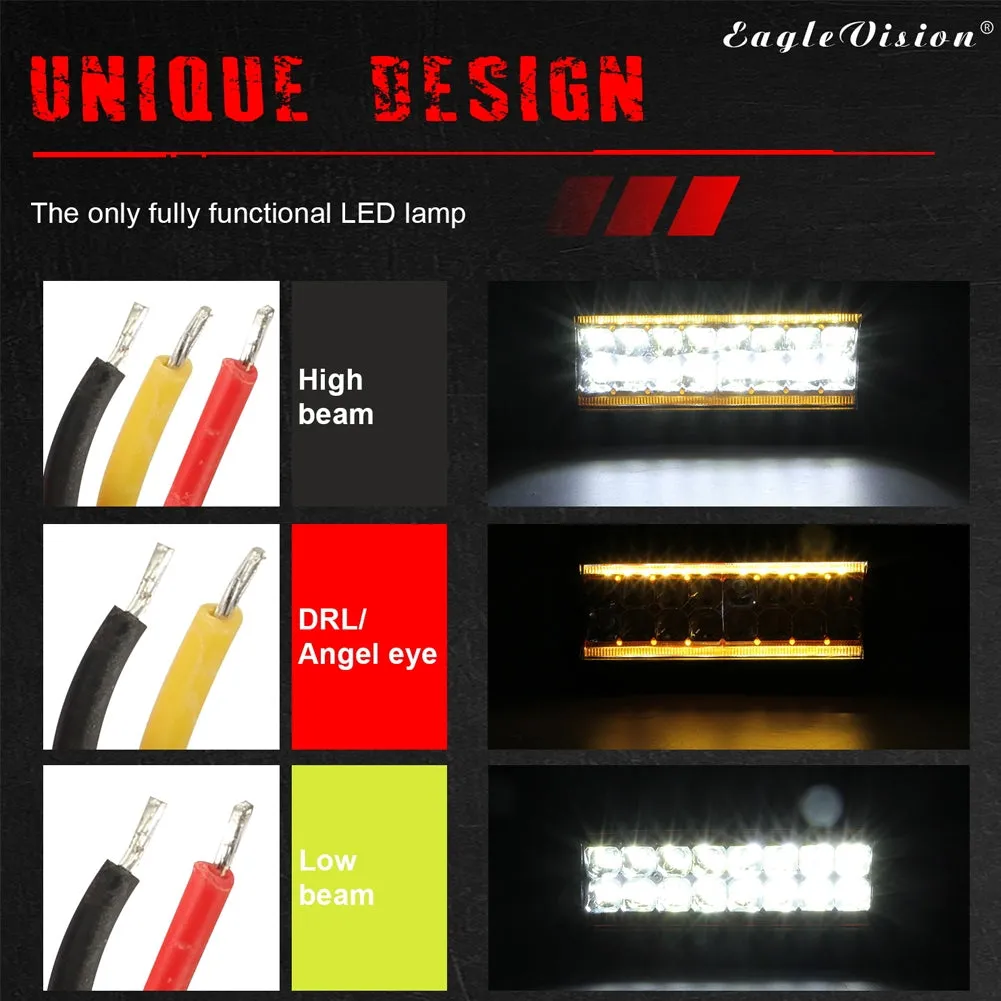 2PCS 7Inch LED Light Bar Marker Lights 240W 24000LM 3000K 6000K
