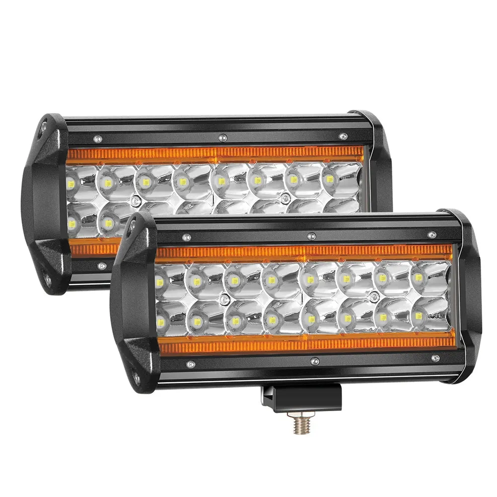 2PCS 7Inch LED Light Bar Marker Lights 240W 24000LM 3000K 6000K