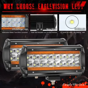 2PCS 7Inch LED Light Bar Marker Lights 240W 24000LM 3000K 6000K