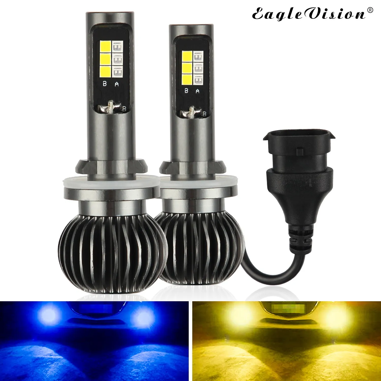 2PCS 880/881 9005/9006 H8/H11 5202 Dual Color High Power