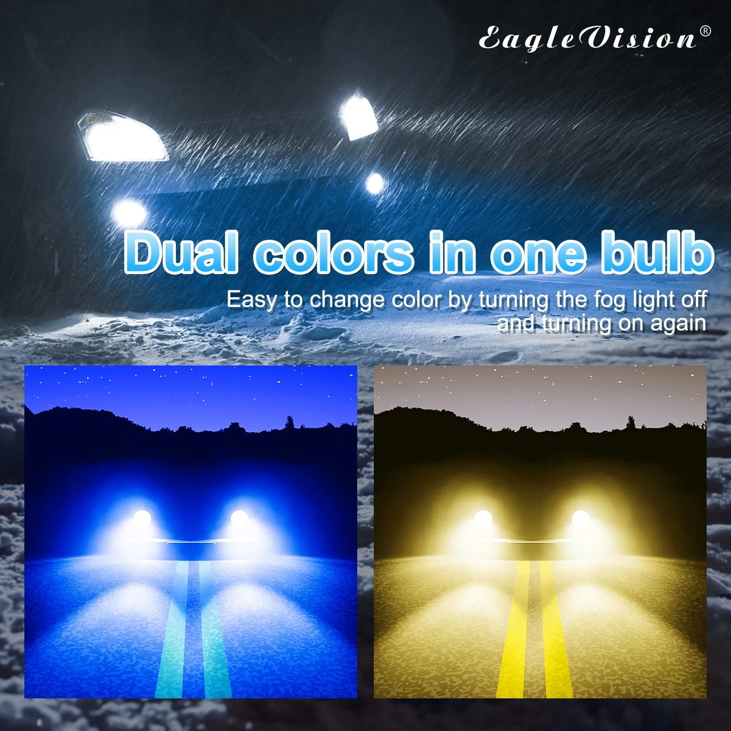 2PCS 880/881 9005/9006 H8/H11 5202 Dual Color High Power