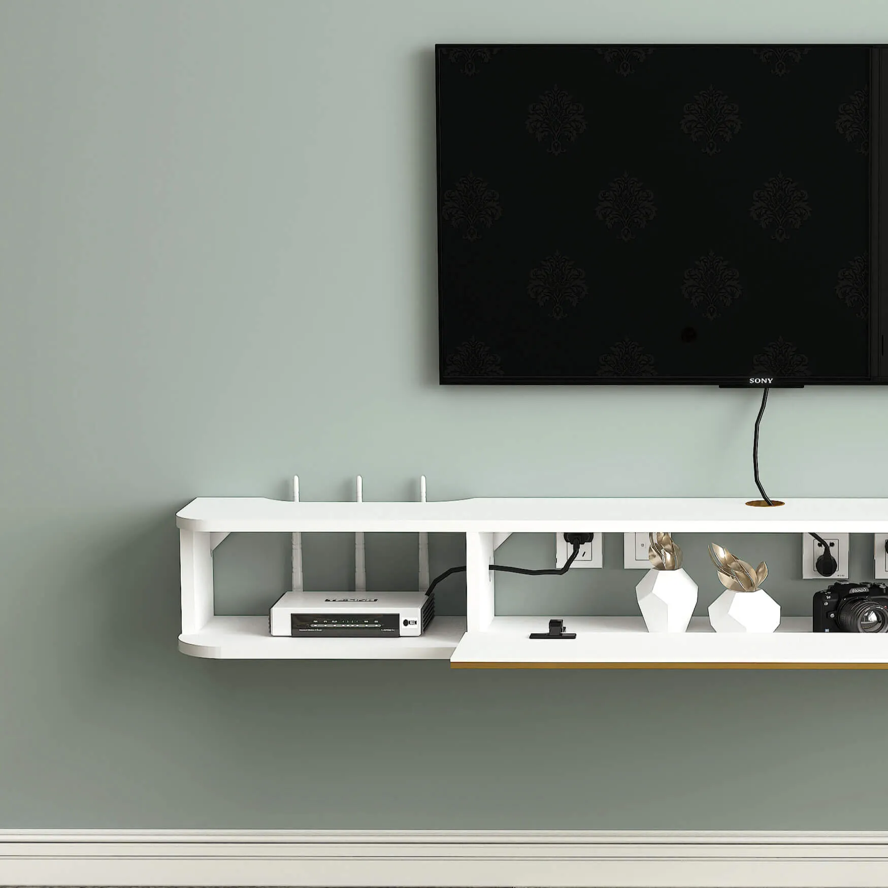 55" Slendera Floating TV Stand, White