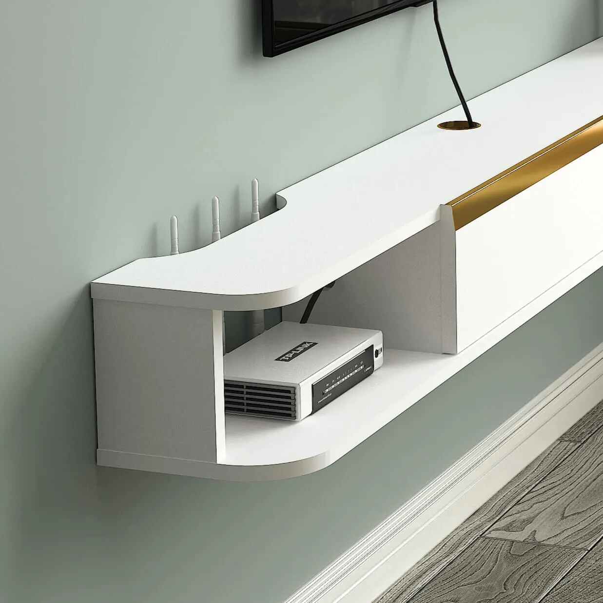55" Slendera Floating TV Stand, White