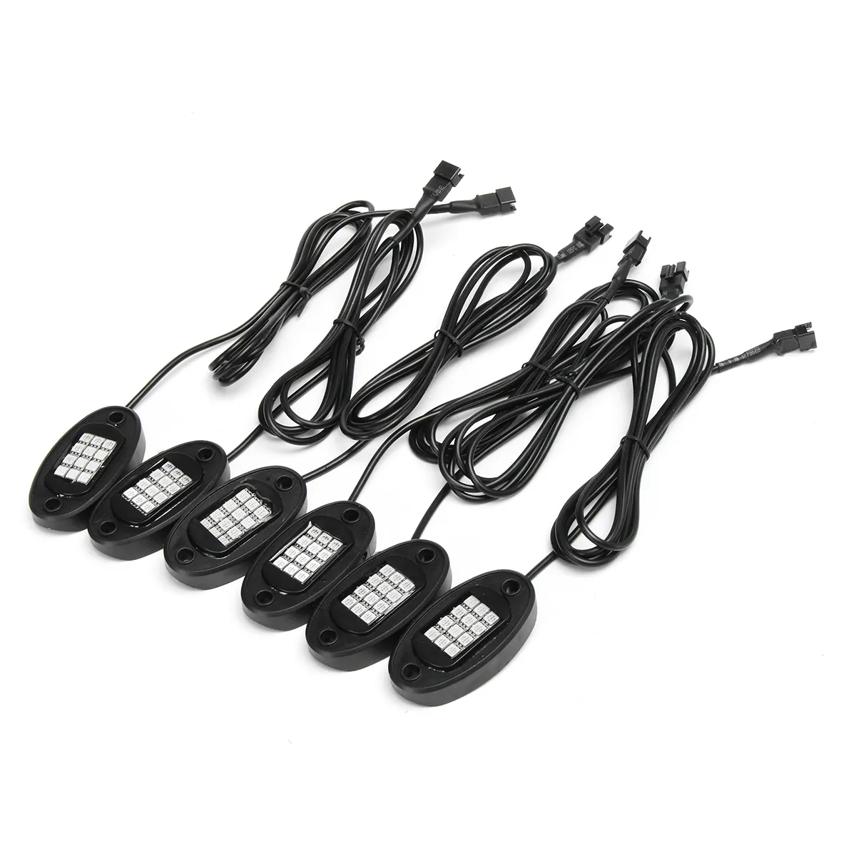 6Pcs Universal Colorful RGB LED Car Rock Lights RF Dual Remote Control 5050 72 Led Waterproof IP68 Energy-Saving Ambient Lamp Car SUV Pickup