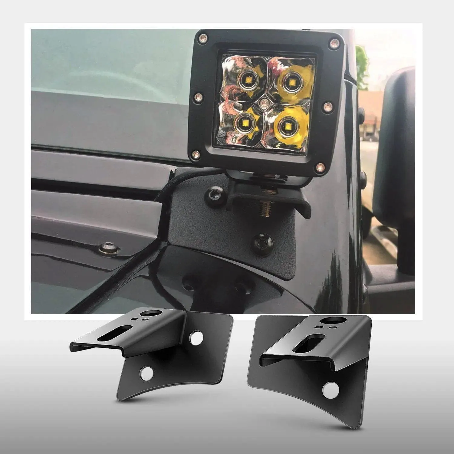 A-Pillar Windshield Hinge Mounts For 2007-2017 Jeep Wrangler JK