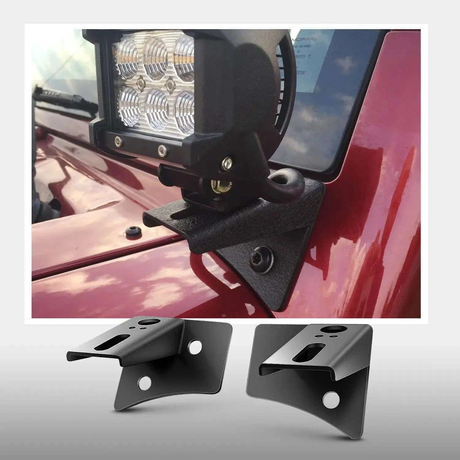 A-Pillar Windshield Hinge Mounts For 2007-2017 Jeep Wrangler JK