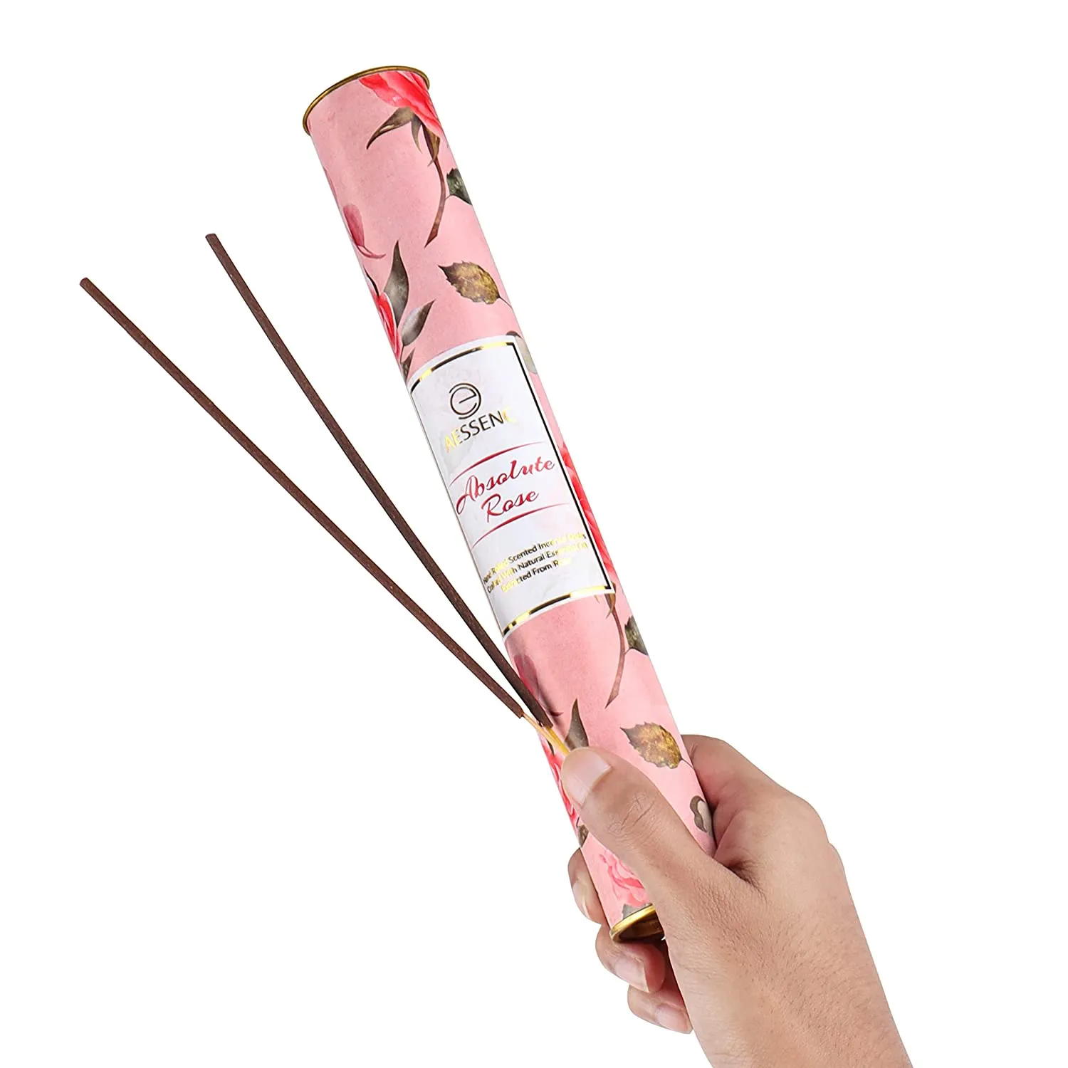 ABOUT SPACE Aessenc 8 Fragrance 200 Sticks (25 Sticks Each Fragrance) Incense Sticks / Agarbatti - Natural Aroma Handrolled Multi Fragrance Sticks with Wooden Holder for Pooja Meditation - 25x30x4 cm