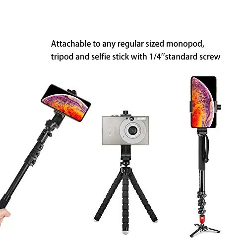 Ailun Tripod Phone Mount Holder Head Standard Screw Adapter Rotatable Digtal Camera Bracket Selfie Lens Monopod Adjustable Ring Light for Camcorder iPhone X XR Xs Max Galaxy s20, s20  S20Ultra