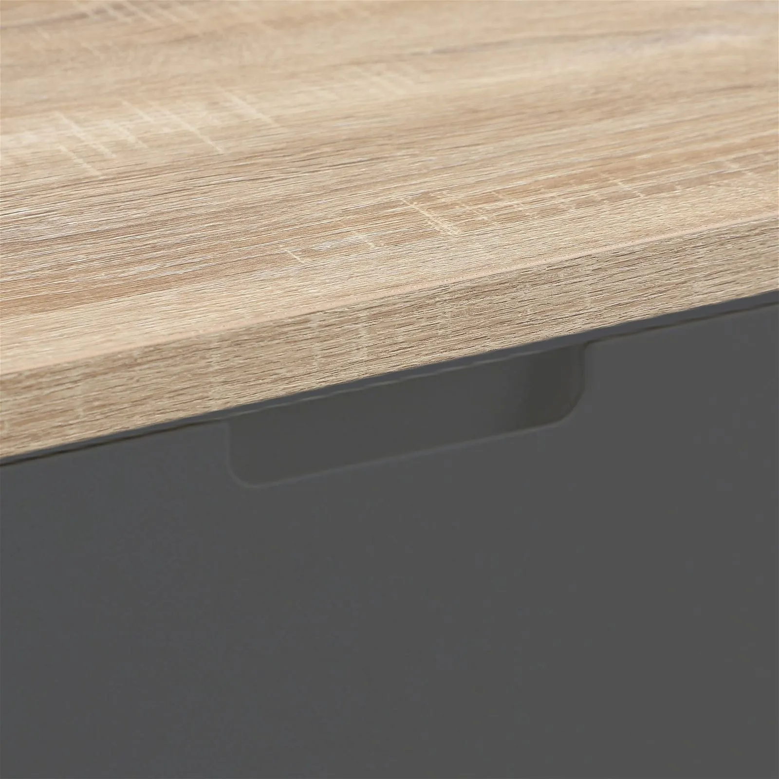 Air Entertainment Unit, Wall Mount, Entertainment Unit, 2000mm Oak with Grey Drawers by Criterion