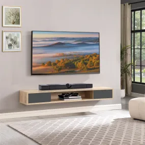 Air Entertainment Unit, Wall Mount, Entertainment Unit, 2000mm Oak with Grey Drawers by Criterion