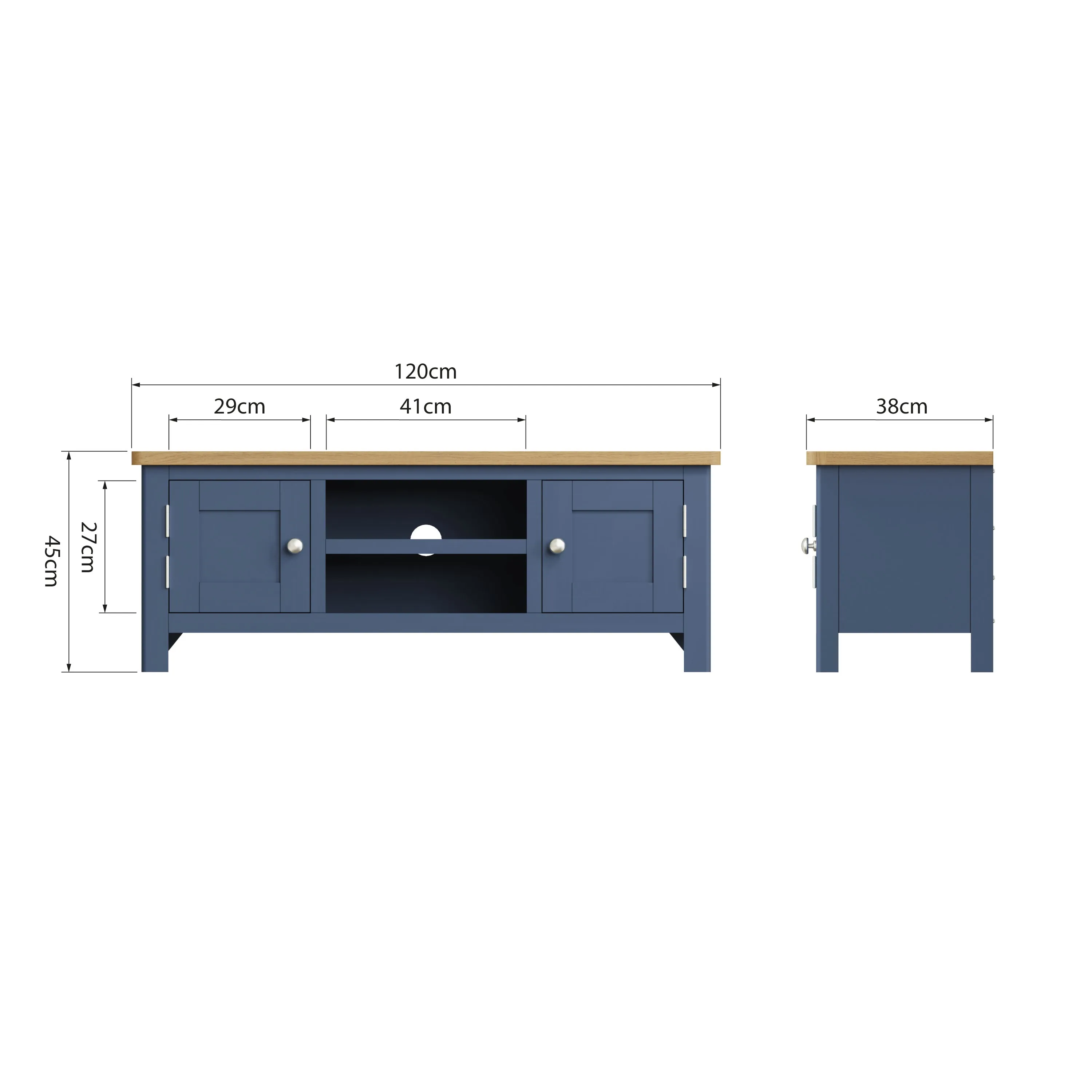 Aldeburgh Blue TV Unit Large 120 x 38 x 45 cm