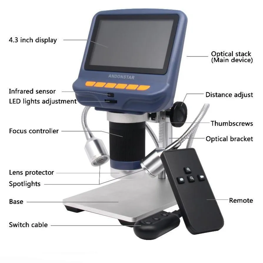 Andonstar AD106S x220 Digital Microscope 4.3inch Screen HD 1080P
