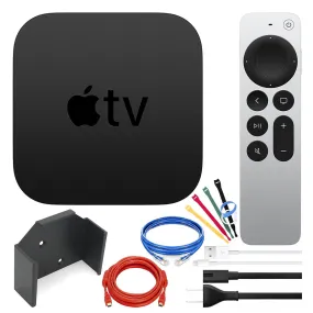 Apple TV HD 32GB Streamer (MHY93LL/A, 2021) Bundle with Wall Mount   Cables