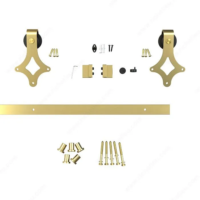 Barn Door Diamond Brass Decorative Sliding Hardware Kit