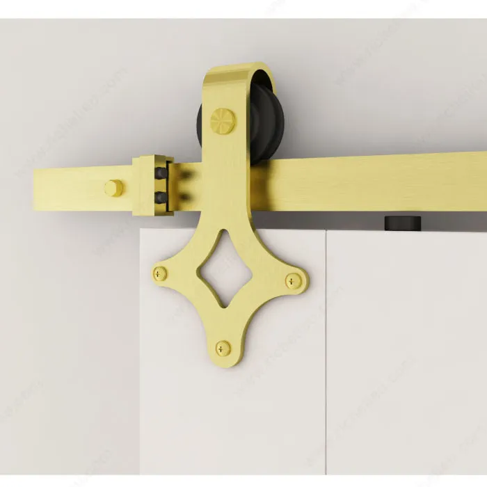 Barn Door Diamond Brass Decorative Sliding Hardware Kit