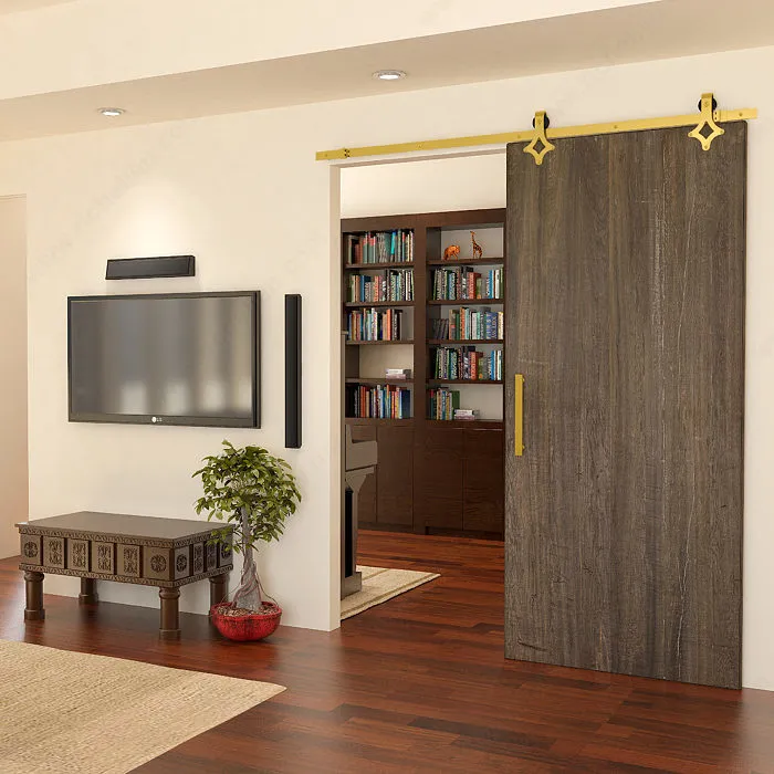 Barn Door Diamond Brass Decorative Sliding Hardware Kit
