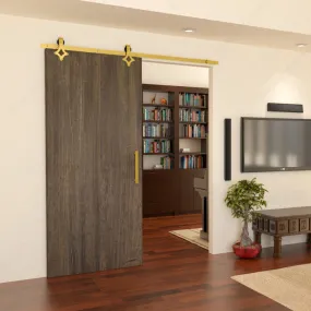 Barn Door Diamond Brass Decorative Sliding Hardware Kit