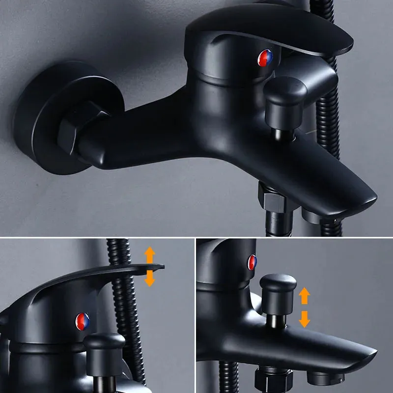 Bathroom Shower Faucets Wall Mount Bathtub Handheld Shower Head Set