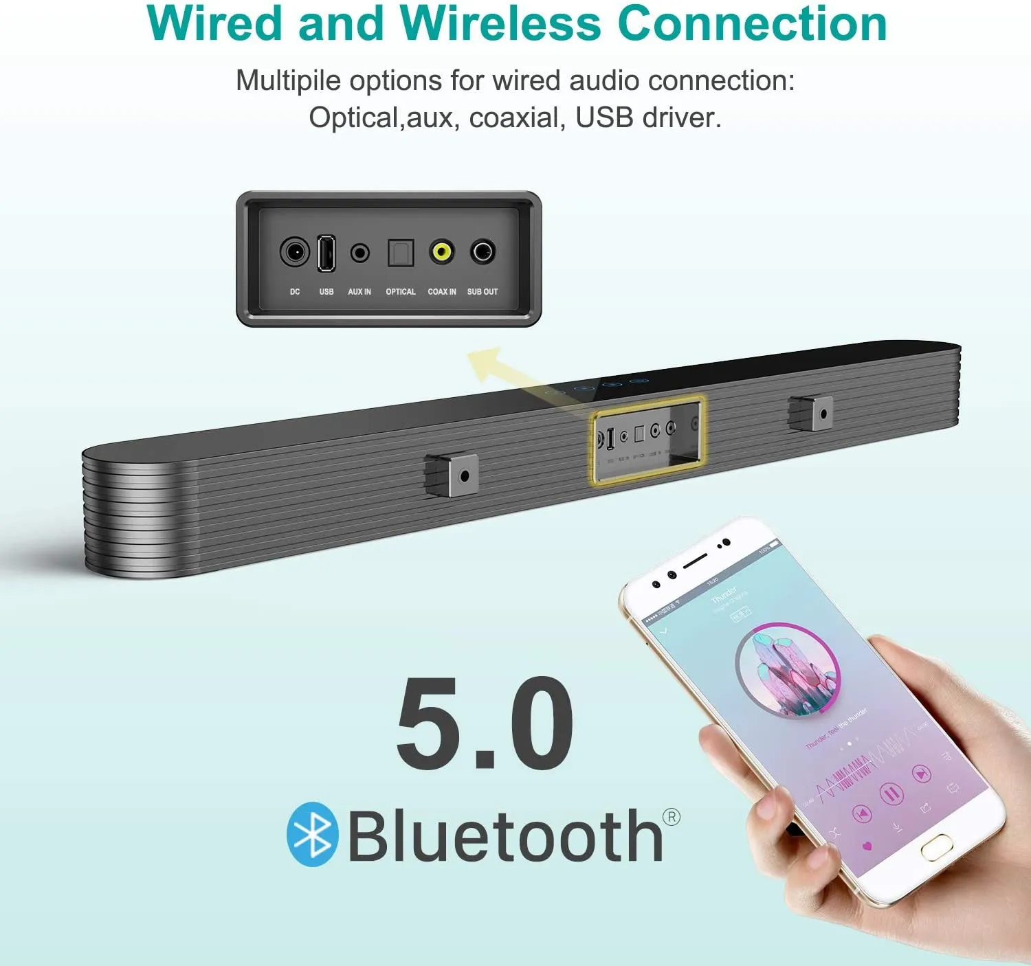 BESTISAN SG06 27 Inch 140 Watts Sound Bar with Subwoofer Wireless Bluetooth 5.0 Home Theater System for TV | Open Box