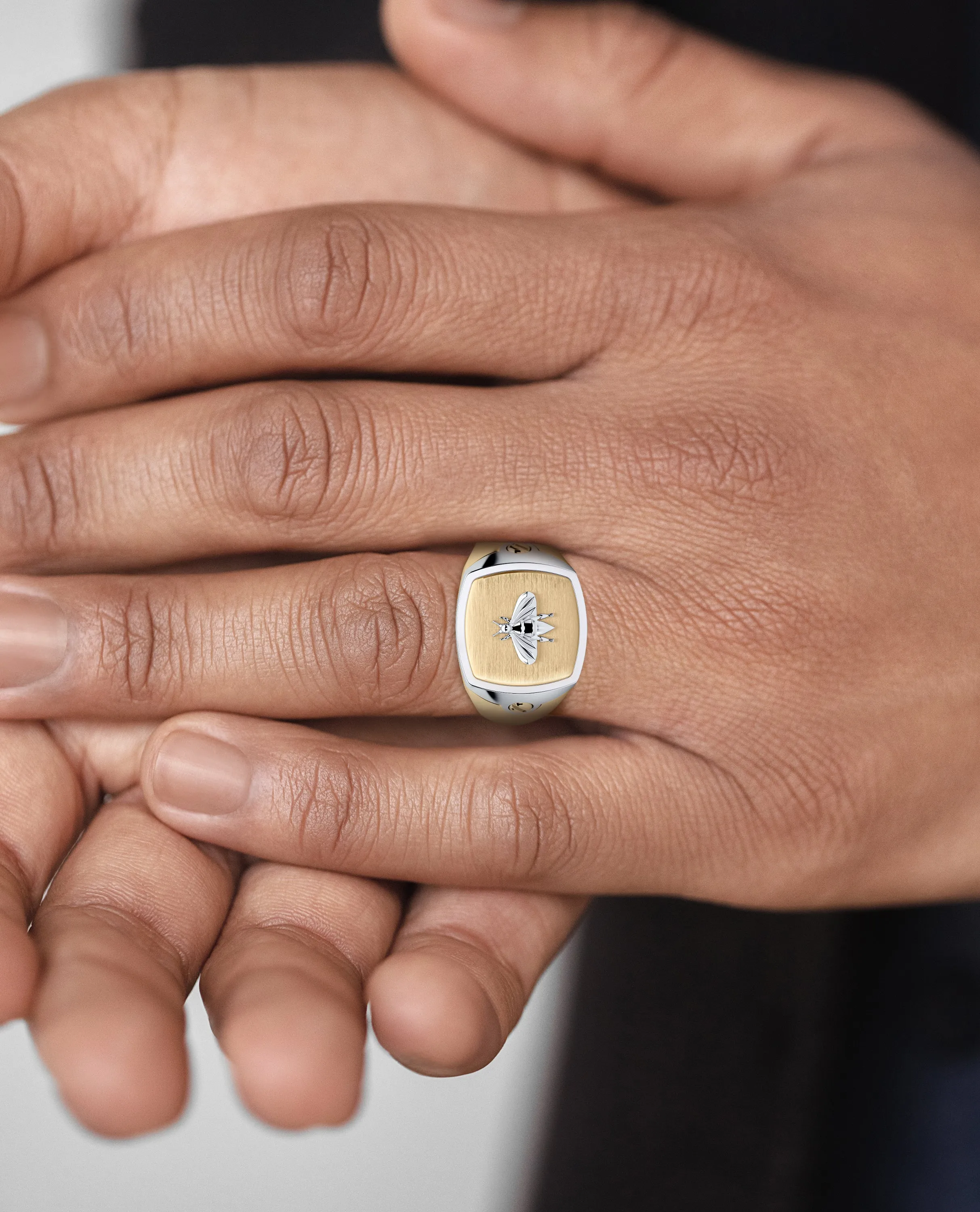 BETZ Two-Tone Gold Bee Signet Ring - Version 2