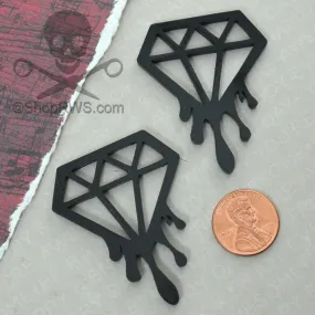 BLEEDING DIAMOND CABS Set of 2 Black Laser Cut Acrylic Flat Back Cabochons