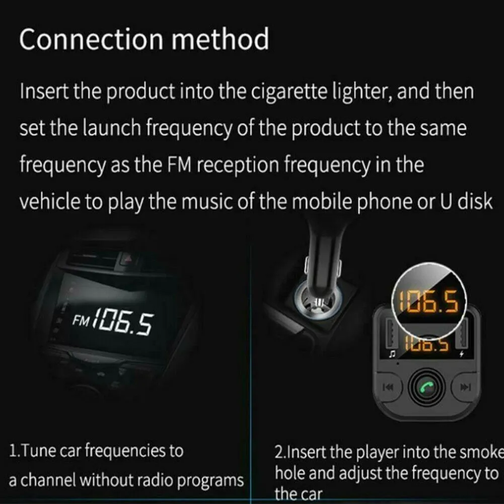 Car Wireless FM Transmitter Bluetooth 5.0 Black