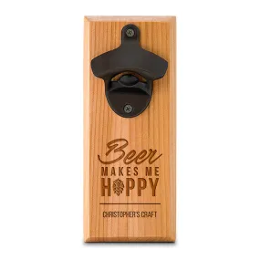 Cedar Wood Personalized Wall Mount Bottle Opener