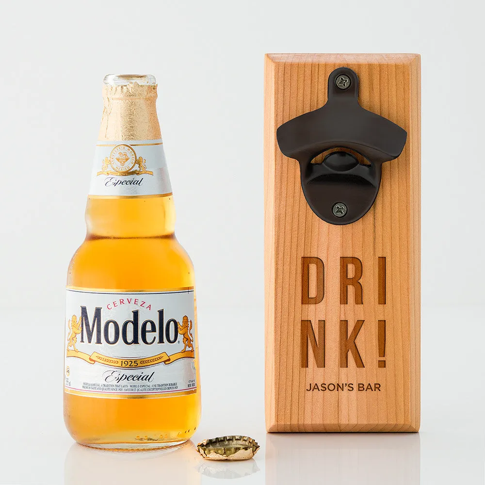 Cedar Wood Personalized Wall Mount Bottle Opener