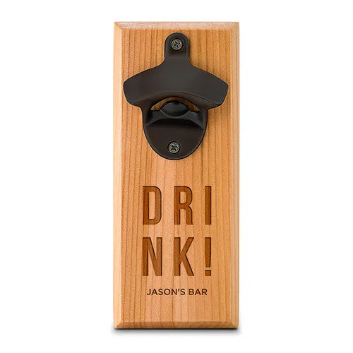 Cedar Wood Personalized Wall Mount Bottle Opener