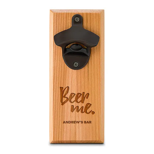 Cedar Wood Personalized Wall Mount Bottle Opener