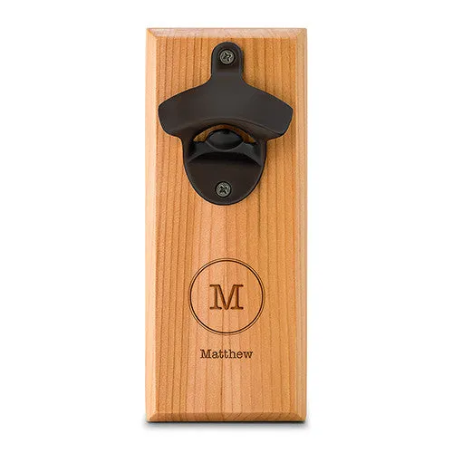 Cedar Wood Personalized Wall Mount Bottle Opener