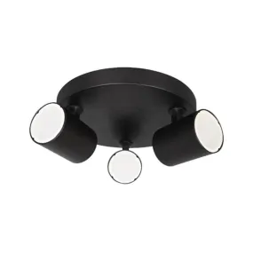 CLEARANCE - Spot Indoor Surface Mounted LED Spot Light Round 3xGU10 w/ Adjustable Heads in Matte Black