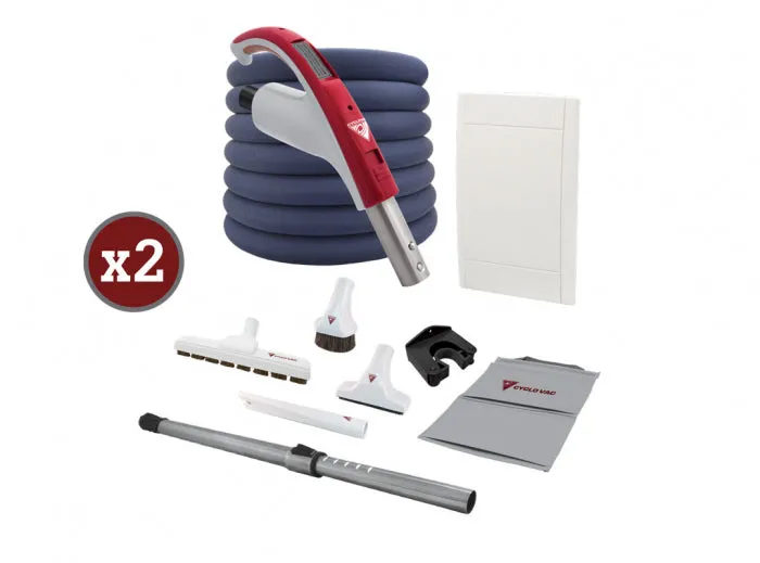 Cyclovac H725 with 2 Retraflex retractable hose inlets including attachments and the installation kit