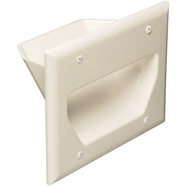 DATACOMM ELECTRONICS 45-0003-LA 3-Gang Recessed Cable Plate (Light Almond)