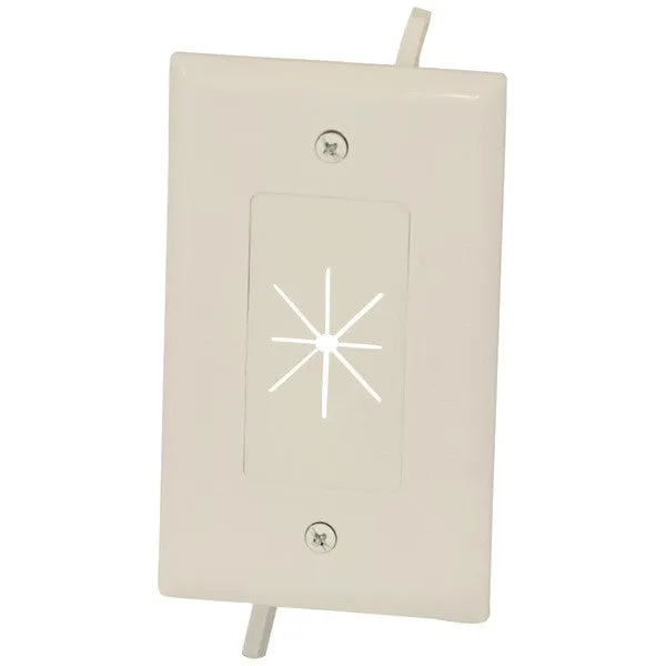 DATACOMM ELECTRONICS 45-0014-LA 1-Gang Cable Plate with Flexible Opening (Light Almond)